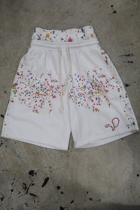 Double Waisted Paint Splatter Shorts